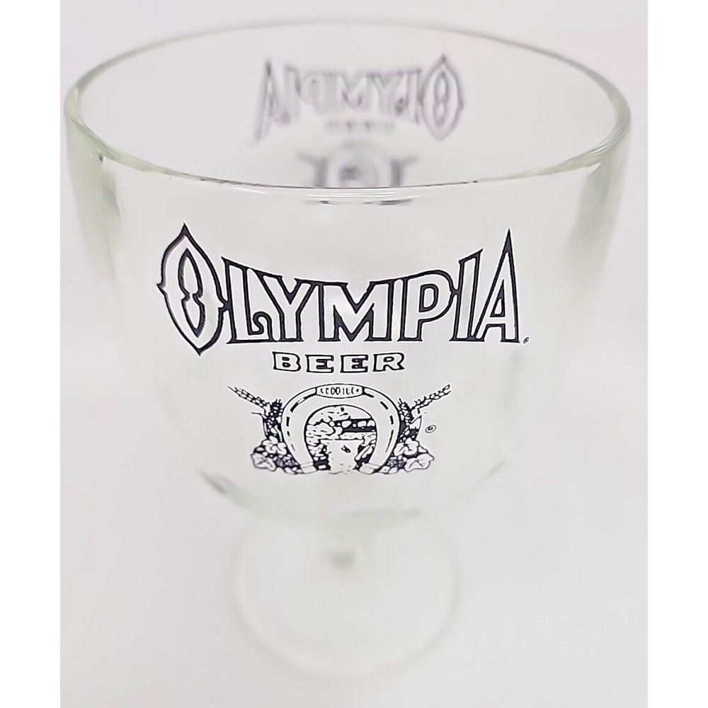 Vtg‎ Olympia Glass Beer Goblet Thumbprint Streamed Dimples Carnival U272-2